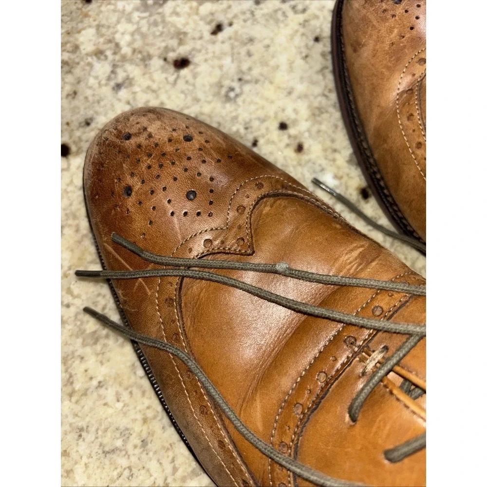 Johnston & Murphy Shoes Tyndall Wingtip Oxford Shoe Brown Leather Men's 12 M